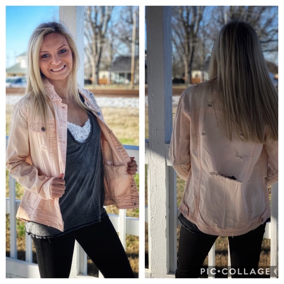 🔥RACHEL RACHEL ROY🔥DISTRESSED DENIM JEAN JACKET LIGHT PINK XS NWT - Picture 4 of 10